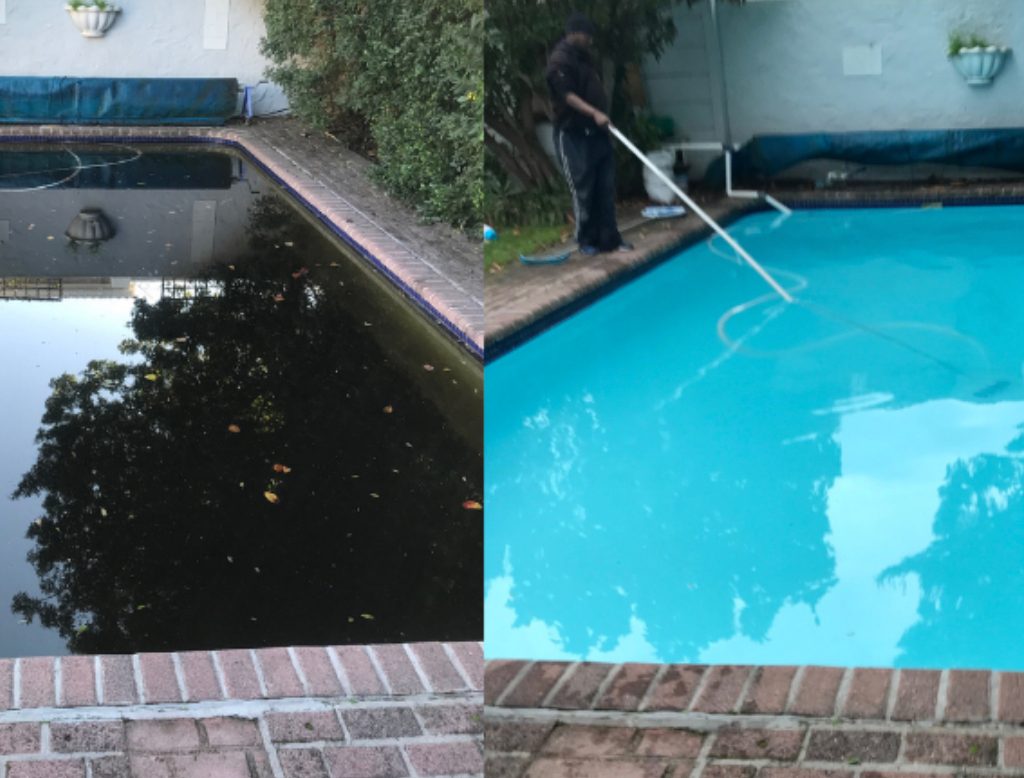 Swimming pool service green water treatment in Oranjezicht, City Bowl, Cape Town.